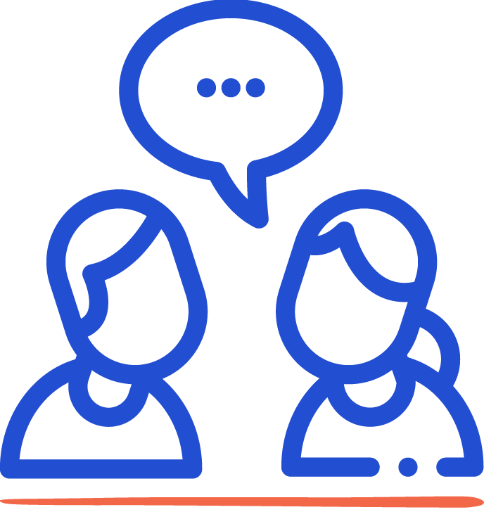 Icône représentant deux individus en discussion