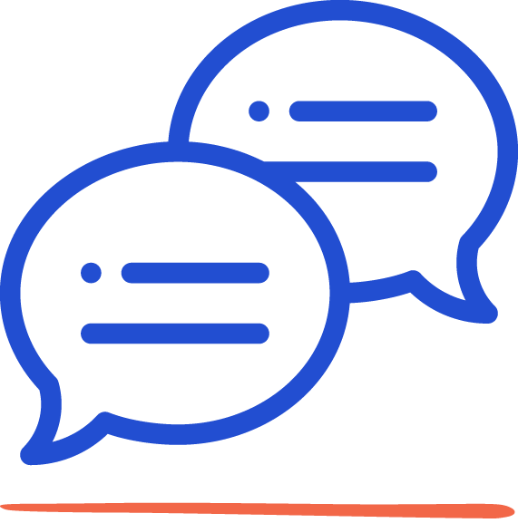 Icône représentant deux bulles de dialogue pour symboliser les modalités de consultation