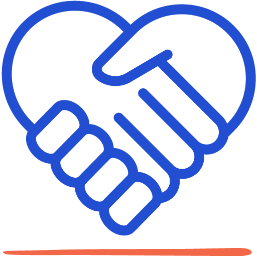 Icône symbolisant l’apaisement des relations, deux mains qui se rejoignent en forme de cœur