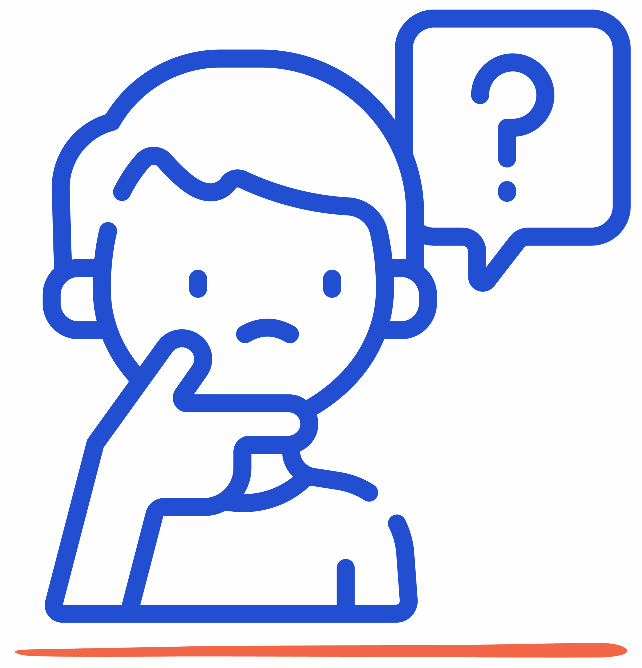 Icône représentant une personne qui réfléchit avec un point d’interrogation, illustrant la question "Quand consulter un psychopraticien ?