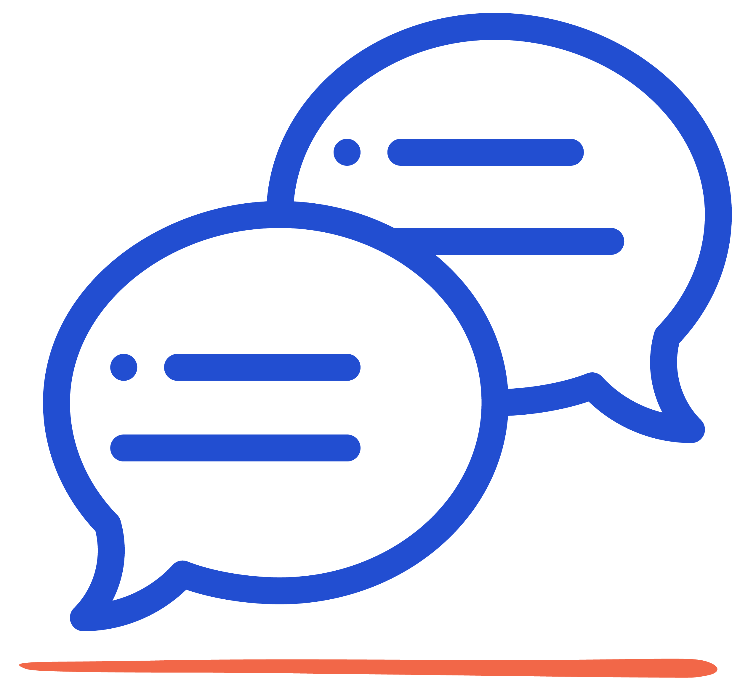 Icône de deux bulles de dialogue, représentant l’échange et la relation dans ma démarche thérapeutique.