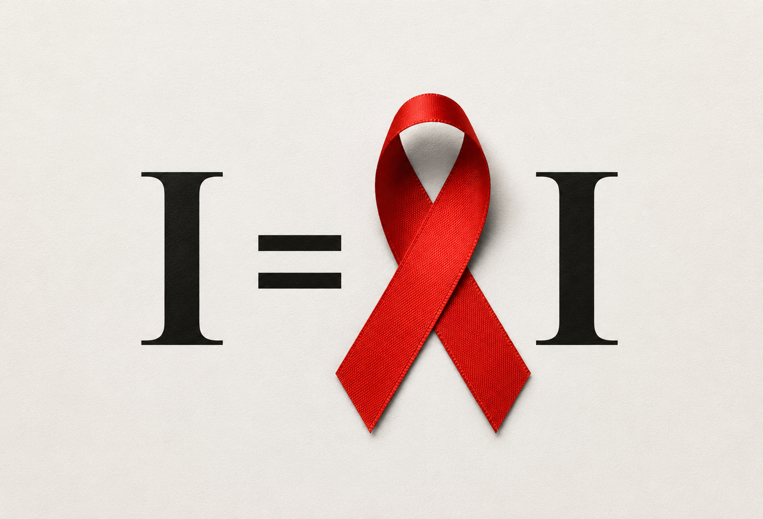 VIH indétectable = intransmissible (I=I) VIH indétectable = intransmissible : ruban rouge symbole I=I